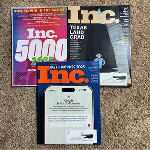 INC. MAGAZINE Lot Of 3 Summer To Winter 2025 Issues Texas Land Grab Article